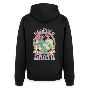 Respect Mother Earth Day - Unisex Premium Organic Zip Hoodie - black - Back - Nico (187cm)