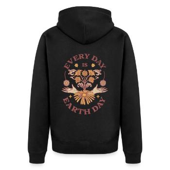 Every Day Is Earth Day - Unisex Premium Bio Zip Hoodie - Schwarz - Hinten - Nico (187cm)