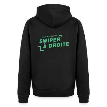 Cadeau Saint Valentin Homme Femme Humoristique - Veste à capuche bio Premium Unisexe - noir - Dos - Nico (187cm)