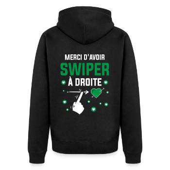 Cadeau Saint Valentin Homme Femme Humoristique - Veste à capuche bio Premium Unisexe - noir - Dos - Nico (187cm)