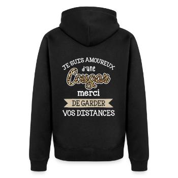 Cadeau Saint Valentin Homme Femme Humoristique - Veste à capuche bio Premium Unisexe - noir - Dos - Nico (187cm)