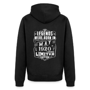 Anniversaire Mai 1920 Année Edition Limitée - Veste à capuche bio Premium Unisexe - noir - Dos - Nico (187cm)