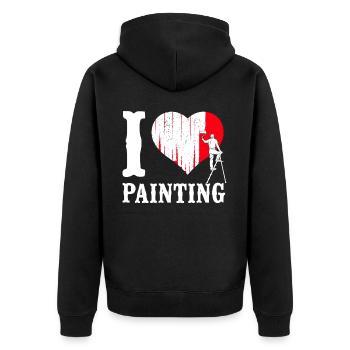House Painter Decorator Heart I - Unisex Premium Bio Zip Hoodie - Schwarz - Hinten - Nico (187cm)