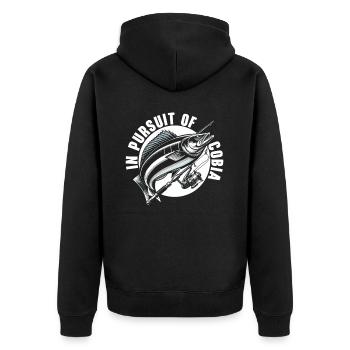 Cobia Angeln Liebhaber Fischfänger Fischer - Unisex Premium Bio Zip Hoodie - Schwarz - Hinten - Nico (187cm)