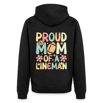 Groovy Football Lineman Mom - Unisex Premium Organic Zip Hoodie - black - Back - Nico (187cm)
