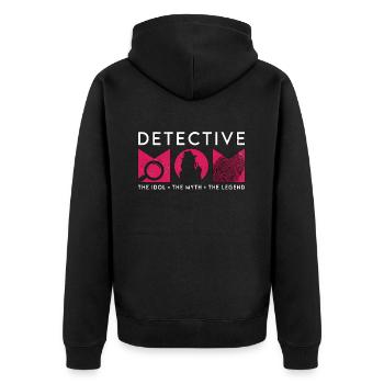 Maman détective L’idole Le mythe L’enquêteur - Veste à capuche bio Premium Unisexe - noir - Dos - Nico (187cm)