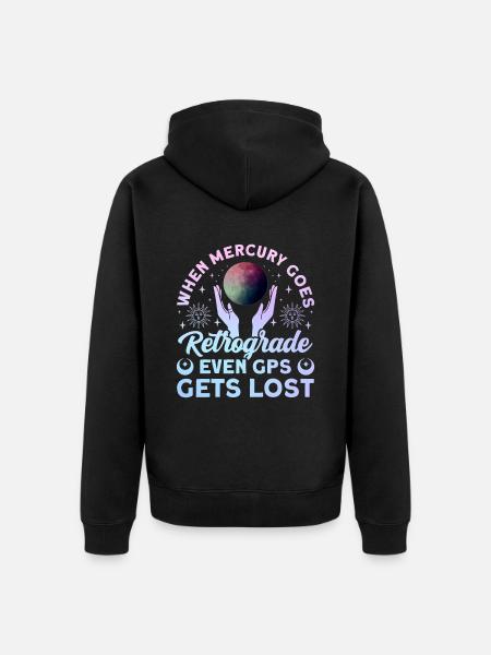 Retrograde planets Mercury retrograde - Unisex Premium Organic Zip Hoodie - black