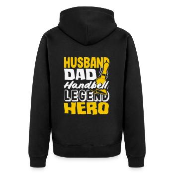Choral Musical Instrument Hand Bell - Unisex Premium Organic Zip Hoodie - black - Back - Nico (187cm)