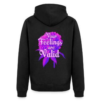 Your Feelings Are Valid Anxiety Depression Therapy - Unisex Premium Organic Zip Hoodie - black - Back - Nico (187cm)