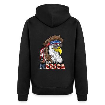Eagle Merica 4th Of July USA - Unisex Premium Organic Zip Hoodie - black - Back - Nico (187cm)