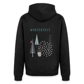 Winter Time - The Winter Snows Snowflakes - Unisex Premium Organic Zip Hoodie - black - Back - Nico (187cm)