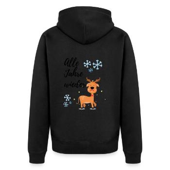 Winter Time - The Winter Snows Snowflakes - Unisex Premium Organic Zip Hoodie - black - Back - Nico (187cm)