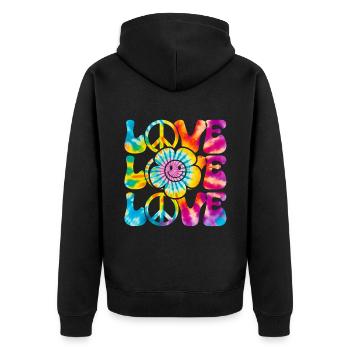 Groovy Tie Dye rétro des années 70 Hippie Vintage - Veste à capuche bio Premium Unisexe - noir - Dos - Nico (187cm)