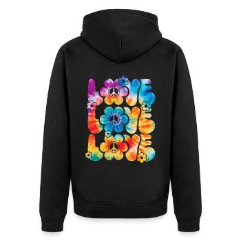 Groovy Tie Dye Retro 70s Hippie Vintage - Unisex Premium Organic Zip Hoodie - black - Back - Nico (187cm)