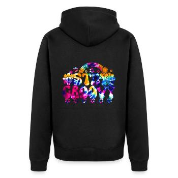 Groovy Tie Dye rétro des années 70 Hippie Vintage - Veste à capuche bio Premium Unisexe - noir - Dos - Nico (187cm)