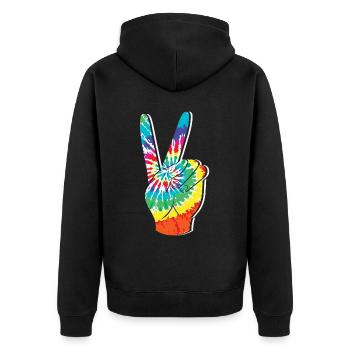 Groovy Tie Dye rétro des années 70 Hippie Vintage - Veste à capuche bio Premium Unisexe - noir - Dos - Nico (187cm)