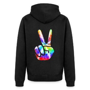 Groovy Tie Dye rétro des années 70 Hippie Vintage - Veste à capuche bio Premium Unisexe - noir - Dos - Nico (187cm)