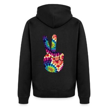 Groovy Tie Dye rétro des années 70 Hippie Vintage - Veste à capuche bio Premium Unisexe - noir - Dos - Nico (187cm)