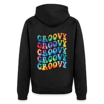 Groovy Tie Dye rétro des années 70 Hippie Vintage - Veste à capuche bio Premium Unisexe - noir - Dos - Nico (187cm)