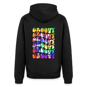 Groovy Tie Dye Retro 70s Hippie Vintage - Unisex Premium Organic Zip Hoodie - black - Back - Nico (187cm)