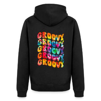 Groovy Tie Dye Retro 70s Hippie Vintage - Unisex Premium Organic Zip Hoodie - black - Back - Nico (187cm)
