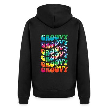 Groovy Tie Dye rétro des années 70 Hippie Vintage - Veste à capuche bio Premium Unisexe - noir - Dos - Nico (187cm)