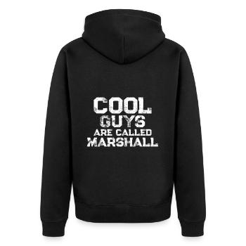Cool guys are called Marshall - Unisex Premium Organic Zip Hoodie - black - Back - Nico (187cm)