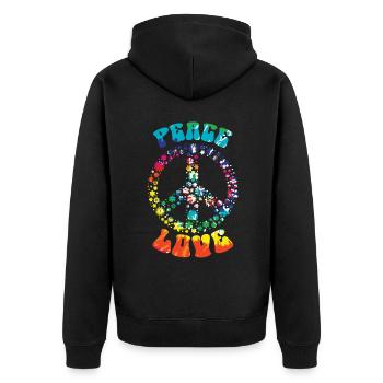 Groovy Tie Dye Retro 70s Hippie Vintage - Unisex Premium Organic Zip Hoodie - black - Back - Nico (187cm)