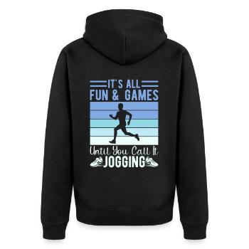 Lustiges XC Running Geschenk XC Runner Edition - Unisex Premium Bio Zip Hoodie - Schwarz - Hinten - Nico (187cm)