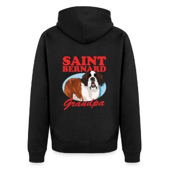 Bernhardiner Opa St. Bernhardshund Geschenk - Unisex Premium Bio Zip Hoodie - Schwarz - Hinten - Nico (187cm)