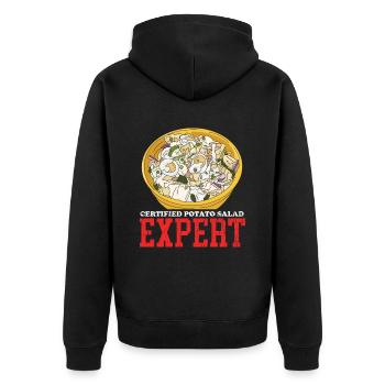 Kartoffelsalat Experte Härdöpfelsalat Geschenk - Unisex Premium Bio Zip Hoodie - Schwarz - Hinten - Nico (187cm)