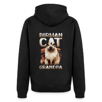 Chats de Birmanie grand-père Birman chat Birman cadeau - Veste à capuche bio Premium Unisexe - noir - Dos - Nico (187cm)