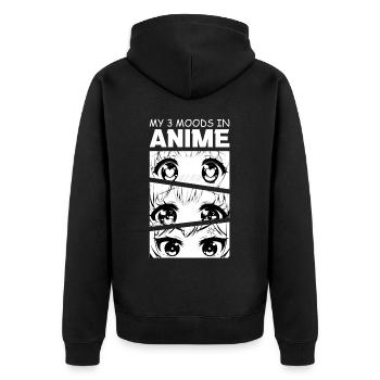 Kawaii Anime Eyes Funny Manga Otaku Cute Emotion - Unisex Premium Bio Zip Hoodie - Schwarz - Hinten - Nico (187cm)