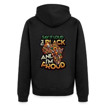African American Black History - Unisex Premium Organic Zip Hoodie - black - Back - Nico (187cm)