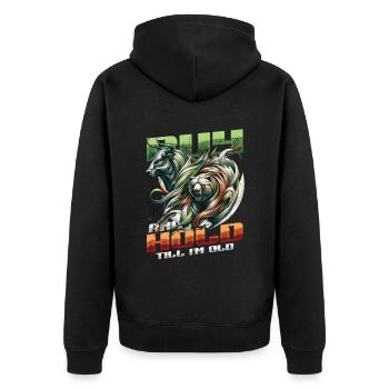 Finanzielle Freiheit Aktien Investor Börse - Unisex Premium Bio Zip Hoodie - Schwarz - Hinten - Nico (187cm)