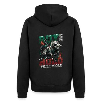 Finanzielle Freiheit Aktien Investor Börse - Unisex Premium Bio Zip Hoodie - Schwarz - Hinten - Nico (187cm)