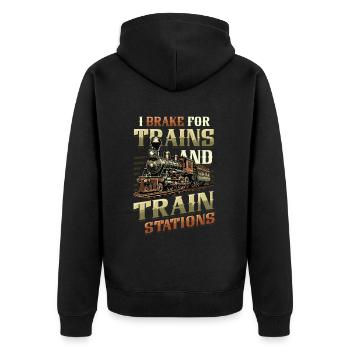 Trainspotting Train Lovers Trains - Unisex Premium Organic Zip Hoodie - black - Back - Nico (187cm)