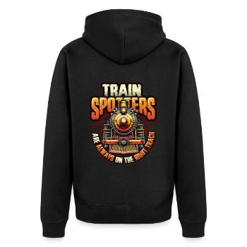 Trainspotting Train Lovers Trains - Veste à capuche bio Premium Unisexe - noir - Dos - Nico (187cm)