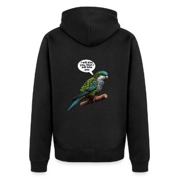 Quäker Papagei Mönch Sittich - Unisex Premium Bio Zip Hoodie - Schwarz - Hinten - Nico (187cm)