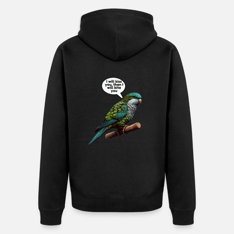 Perroquet Quaker Moine Perruche - Veste à capuche bio Premium Unisexe - noir
