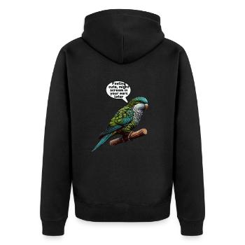 Quäker Papagei Mönch Sittich - Unisex Premium Bio Zip Hoodie - Schwarz - Hinten - Nico (187cm)