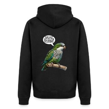 Quäker Papagei Mönch Sittich - Unisex Premium Bio Zip Hoodie - Schwarz - Hinten - Nico (187cm)