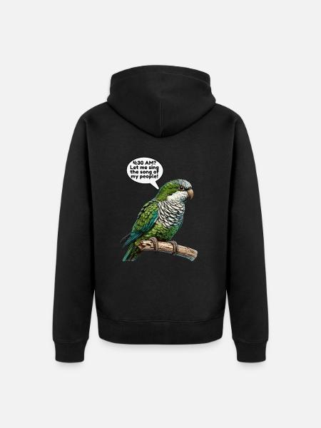 Quaker Parrot Monk Parakeet - Unisex Premium Organic Zip Hoodie - black