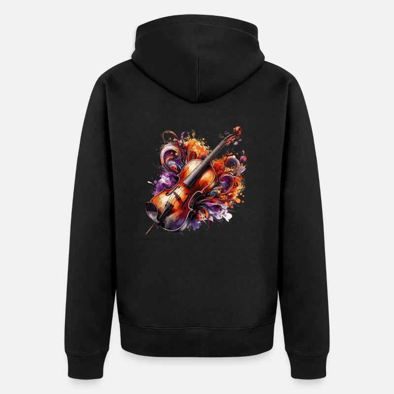 Dessin de violon ColoUful - Veste à capuche bio Premium Unisexe - noir