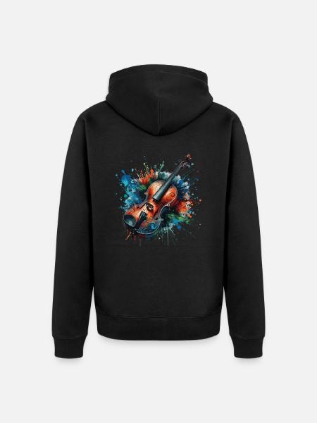 ColoUful Violin Drawing - Unisex Premium Organic Zip Hoodie - black
