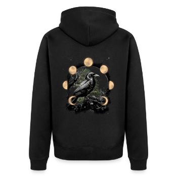 Dark Raven Crow Magic Moon Horror Halloween - Unisex Premium Organic Zip Hoodie - black - Back - Nico (187cm)