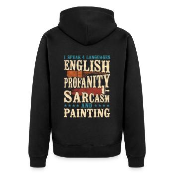 Peintre en bâtiment Décorateur I Speak 4 - Veste à capuche bio Premium Unisexe - noir - Dos - Nico (187cm)