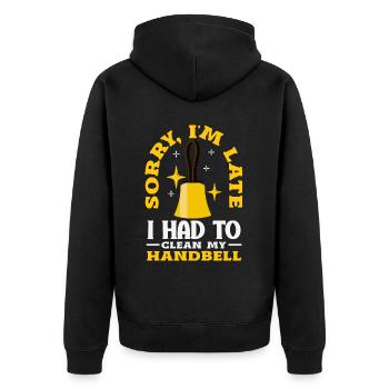 Choral Musical Instrument Hand Bell - Unisex Premium Organic Zip Hoodie - black - Back - Nico (187cm)