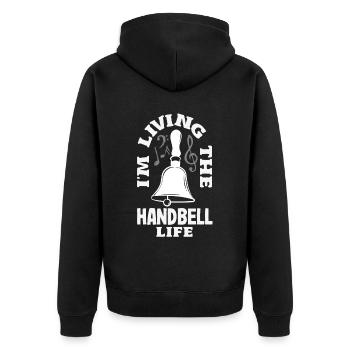 Choral Musical Instrument Hand Bell - Unisex Premium Organic Zip Hoodie - black - Back - Nico (187cm)