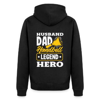 Choral Musical Instrument Hand Bell - Unisex Premium Organic Zip Hoodie - black - Back - Nico (187cm)